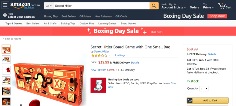 Un groupe juif exhorte Amazon à cesser de vendre le jeu de société « Secret Hitler »